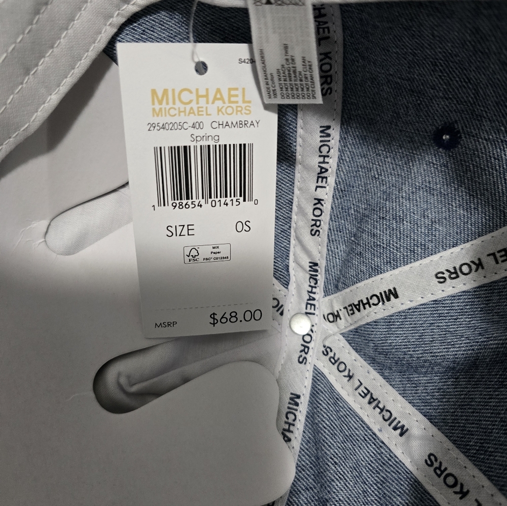 Michael Kors Denim MK Logo Baseball Cap in Blue - Picture 6 of 7